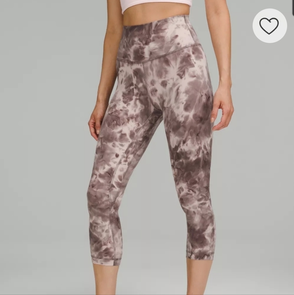 Lululemon Tie-Dye High Waist Capri Leggings in Mauve Taupe
